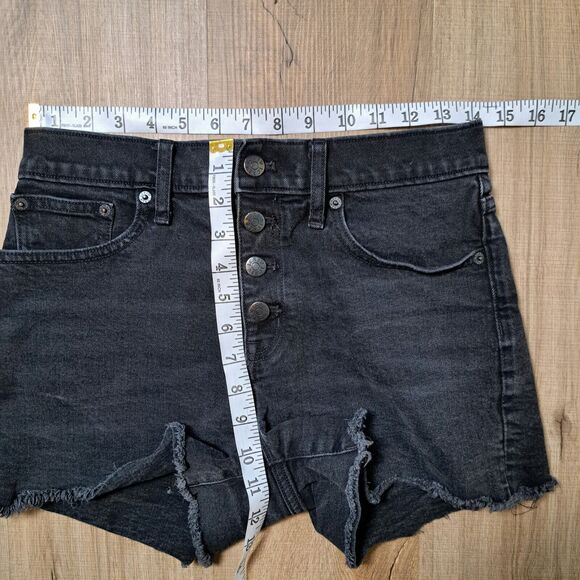 J. Crew Women's Exposed Button Fly Washed Black Jean Denim Short Preppy Size 26 - Picture 8 of 9